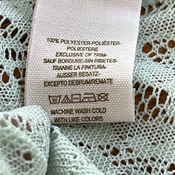 Free People mint green lace racerback tank top with crochet details. Size Medium - Picture 3 of 16